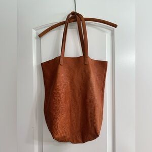 BAGGU OG basket weave Tan Leather Tote Bag